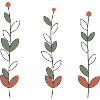 Trio minimalistischer Blumenstängel