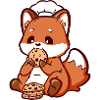 Kleiner Bäcker-Fuchs isst Kekse