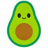 Avocado mit Gesicht bestickt