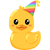 Regenbogen-Gummiente mit Partyhut