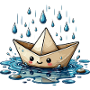 Origami Boot im Regen