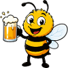 Fröhliche Bierbiene mit Krug