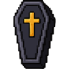 Pixel-Sarg mit goldenem Kreuz