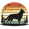 Wolfsruf im Retro-Sonnenuntergang