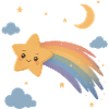 Süße Sternschnuppe mit Regenbogen