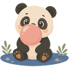 Süßer Panda mit großer Kaugummiblase 