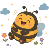 Fröhliche süße Hummel mit Herzchen 