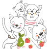  Katzen mit Obst