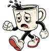 Müder Kaffeebecher Cartoon
