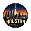 Houston Space City Retro-Raketenstartabzeichen