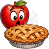 Apfelpie Mascot mit dampfendem Pie