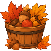 Herbstkorb mit Eicheln und Blättern