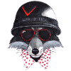 Rebellenfuchs: Helm, rote Brille