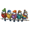 Blaumeisen mit Strickschals Winter Weihnachten