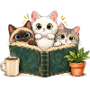 Katze Lesen Kafee