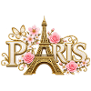 Goldener Eiffel und blühende Blumen