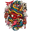 Tattoo-Drachen mit Shinto-Elementen