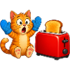 Toast-Techniker-Katzen-Küchen-Missgeschick