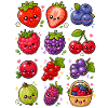Kawaii Beeren | Erdbeeren & Waldbeeren