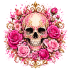 Blumen Totenkopf mit Rosen