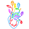 Blumenliebhaber, buntes botanisches Herz