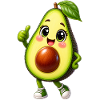 Fröhliches Avocado-Maskottchen