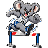 Süßer Koala beim Hürdenlauf