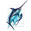 Electric Blue Marlin Illustration