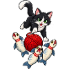 Bowlingkatzen-Wollknäuel-Strike