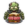 Zombie mit Gehirn Sandwich