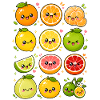 Kawaii Zitrusfrüchte | Orange & Zitrone