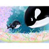 Kleine Orca-Freundschaft Unterwasser