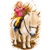 Felina auf weißem Pferd
