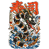 Sushi-Drache auf Meereswellen