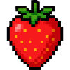 Pixel-Erdbeere mit Neon-Grünen Blättern