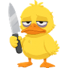frustrierte Ente mit Messer