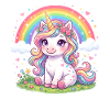 Regenbogen Einhorn mit Blumenkranz