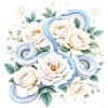 Blaues Snake Cream Roses Design.