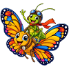 Schmetterling und Grashüpfer