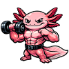 Muskulöser Axolotl beim Bodybuilding