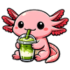 Süßer Axolotl mit Matcha Latte