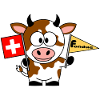 Kuh mit Fondue Flaggen