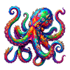 Lebhafter Neon-Oktopus-Ausbruch