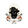 Schwarze Katzenhexe Mondkreis
