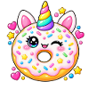 Funkelnder Kawaii-Einhorn-Donut