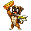 Hund mit Hot Dog
