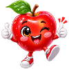 Freudiges Zwinkerndes Apfel-Maskottchen