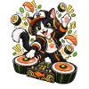 DJ Cat dreht Sushi-Roll-Plattenspieler