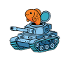 Fisch im Panzer Cartoon
