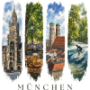 München Travel – Frauenkirche & Surfer Motiv
